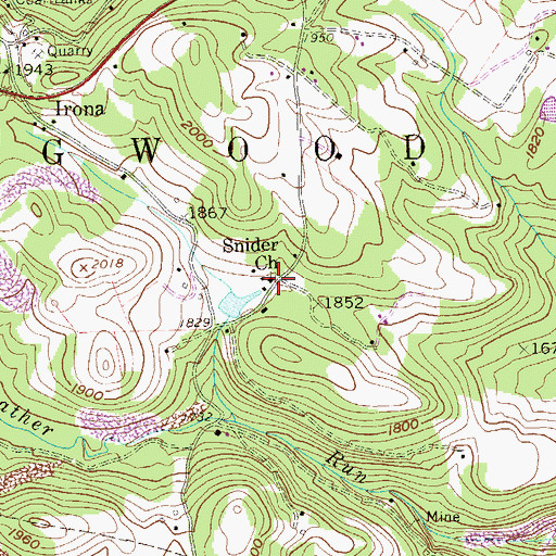 Topographic Map of Snider United Methodist Church, WV