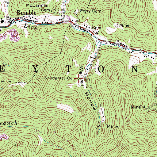 Topographic Map of Snodgrass Cemetery, WV