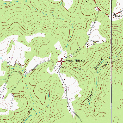 Topographic Map of Snow Hill Church, WV