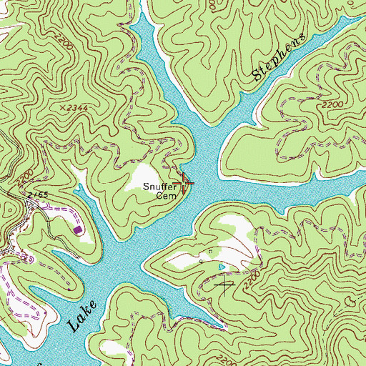 Topographic Map of Snuffer Cemetery, WV