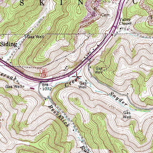 Topographic Map of Snyder Run, WV