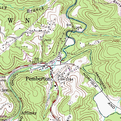 Topographic Map of Soak Creek, WV