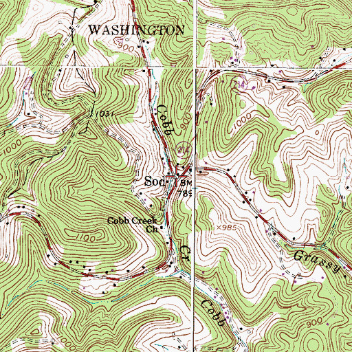 Topographic Map of Sod, WV