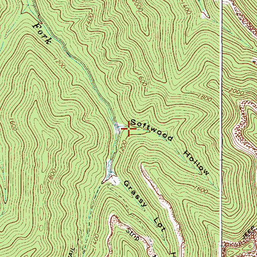 Topographic Map of Softwood Hollow, WV