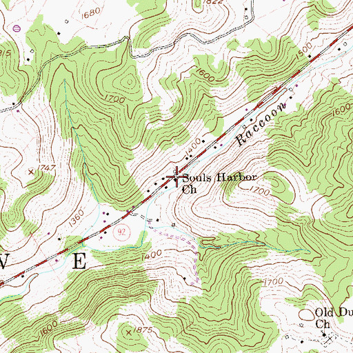 Topographic Map of Souls Harbor Church, WV