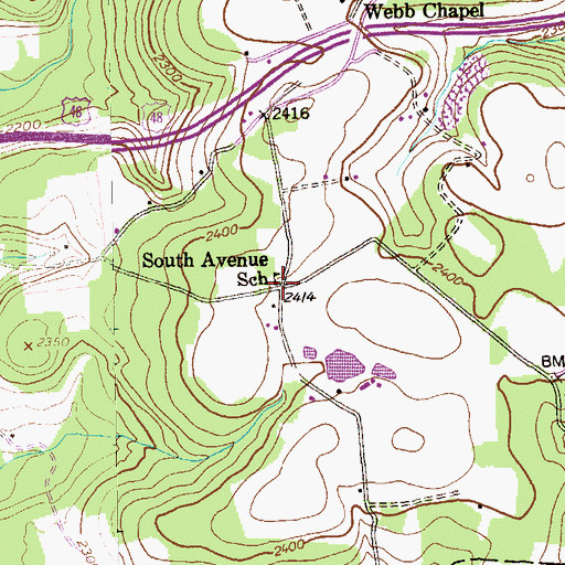 Topographic Map of South Avenue School (historical), WV