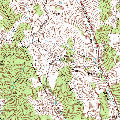 Topographic Map of South Branch Church, WV