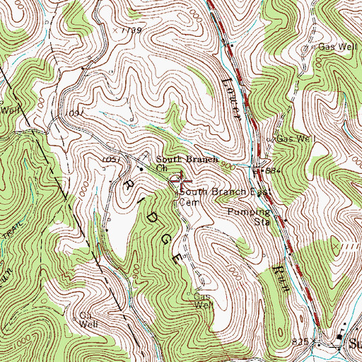 Topographic Map of South Branch East Cemetery, WV