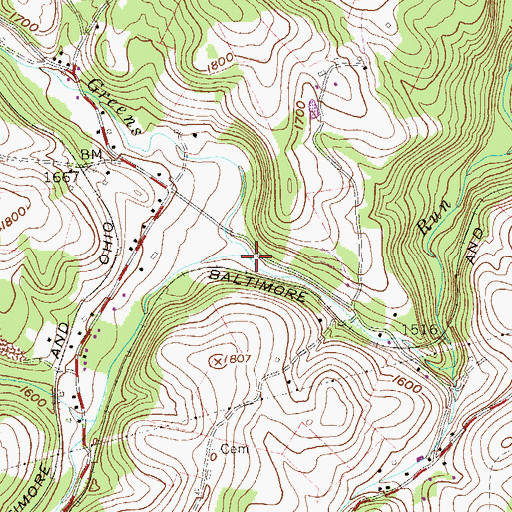 Topographic Map of South Fork Greens Run, WV