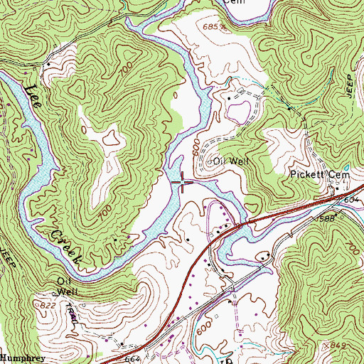 Topographic Map of South Fork Lee Creek, WV
