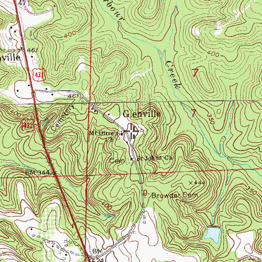 Topographic Map of Glenville High School (historical), AL