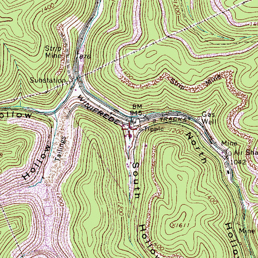 Topographic Map of South Hollow, WV