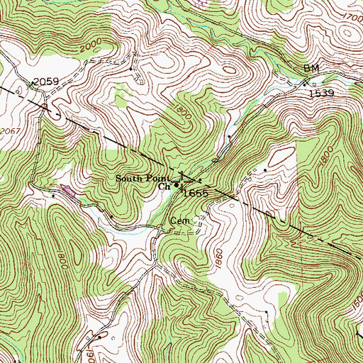 Topographic Map of South Point Church, WV