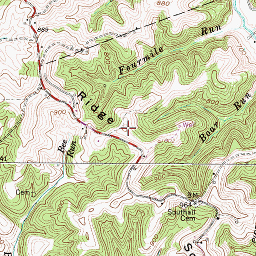 Topographic Map of Southall Ridge, WV