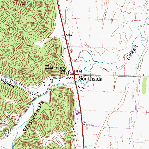 Topographic Map of Southside, WV
