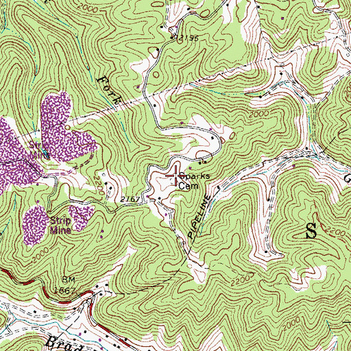Topographic Map of Sparks Cemetery, WV