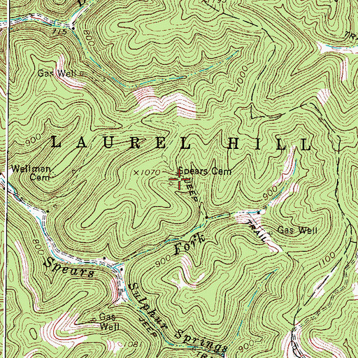 Topographic Map of Spears Cemetery, WV