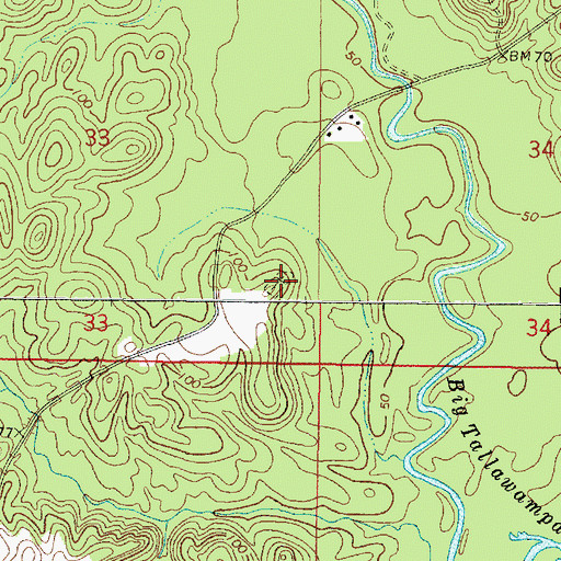 Topographic Map of Little Cemetery, AL