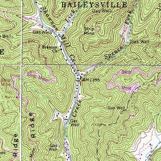 Topographic Map of Spence Fork, WV