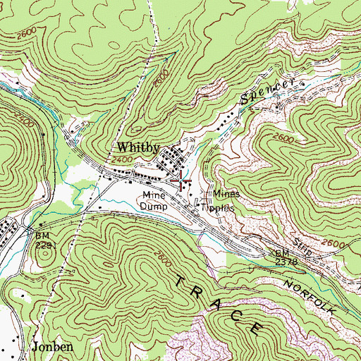 Topographic Map of Spencer Branch, WV