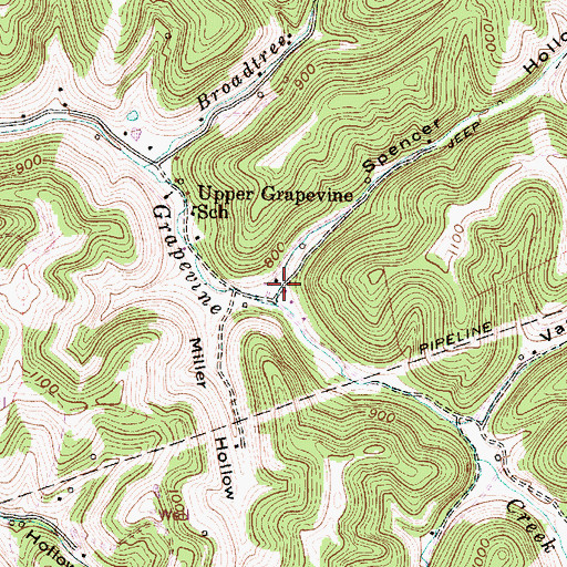 Topographic Map of Spencer Hollow, WV