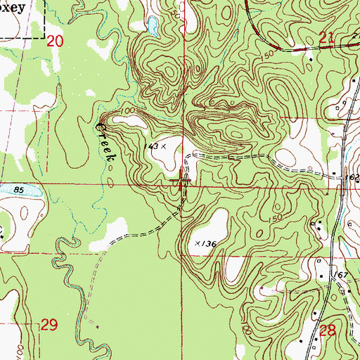 Topographic Map of Mosley Cemetery, AL