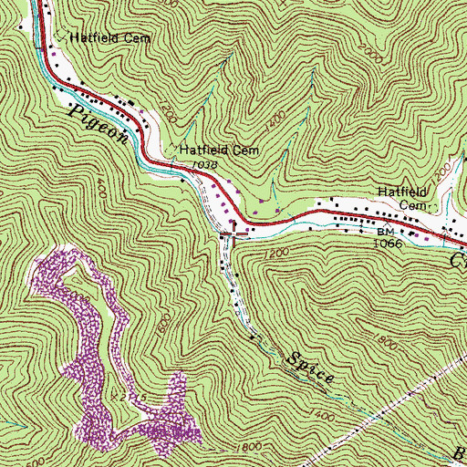 Topographic Map of Spice Branch, WV