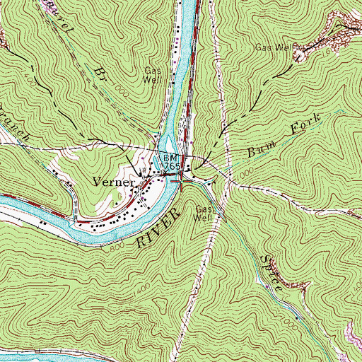 Topographic Map of Spice Creek, WV