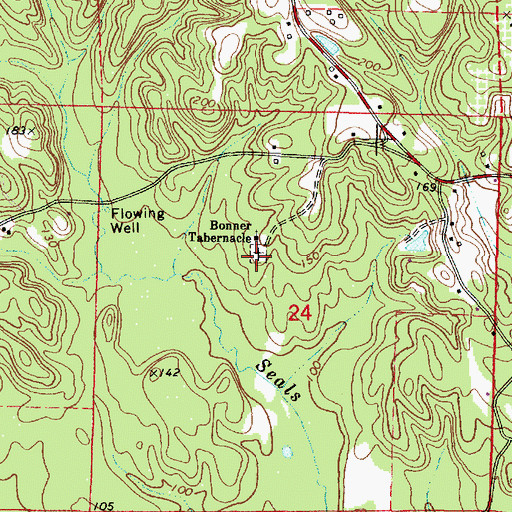 Topographic Map of Bonner Memorial Cemetery, AL