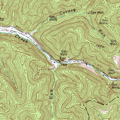 Topographic Map of Spice Run, WV