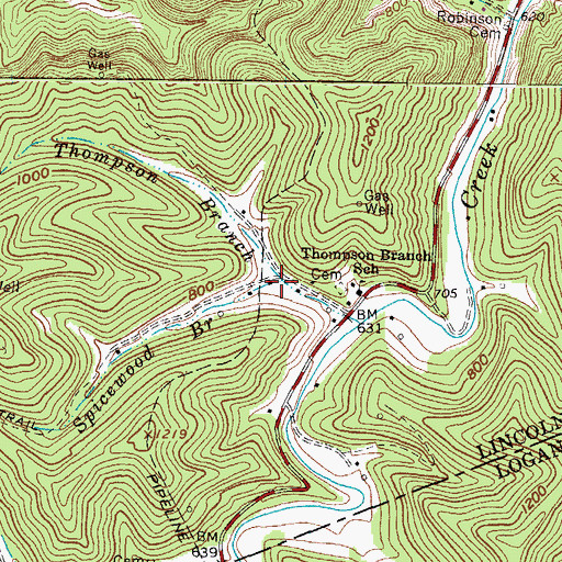 Topographic Map of Spicewood Branch, WV