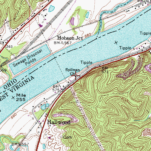 Topographic Map of Spilman Church, WV
