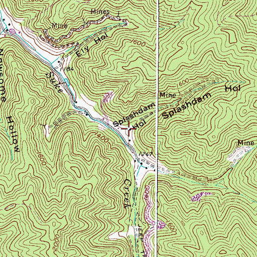 Topographic Map of Splashdam Hollow, WV