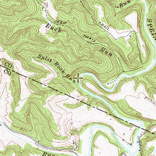 Topographic Map of Split Rock Run, WV