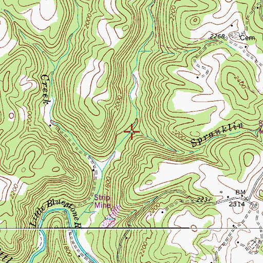 Topographic Map of Spranklin Creek, WV
