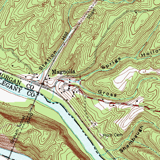 Topographic Map of Sprigs Hollow, WV