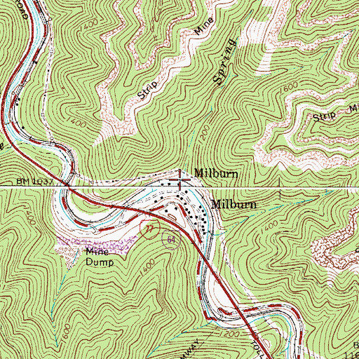 Topographic Map of Spring Branch, WV
