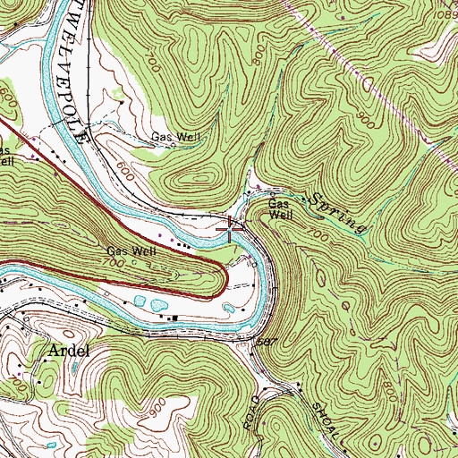Topographic Map of Spring Branch, WV