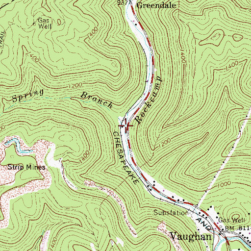 Topographic Map of Spring Branch, WV