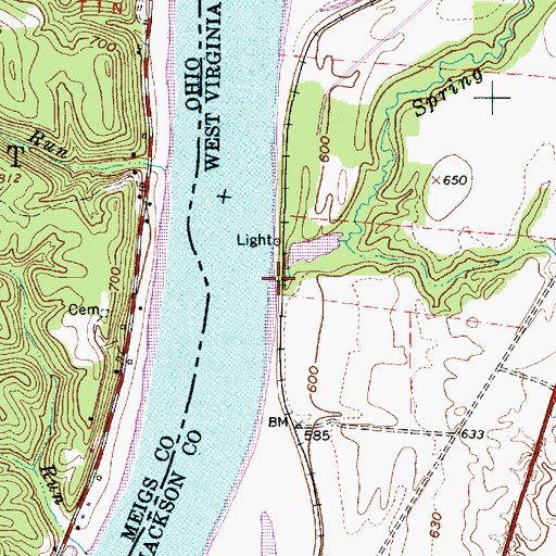 Topographic Map of Spring Creek, WV