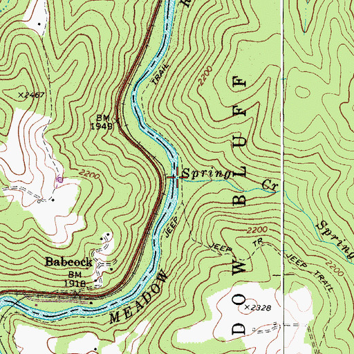 Topographic Map of Spring Creek, WV