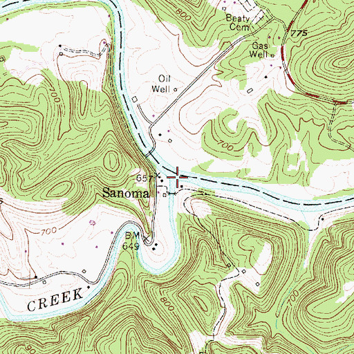 Topographic Map of Spring Creek, WV