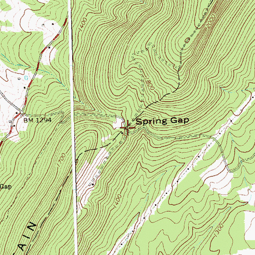 Topographic Map of Spring Gap, WV