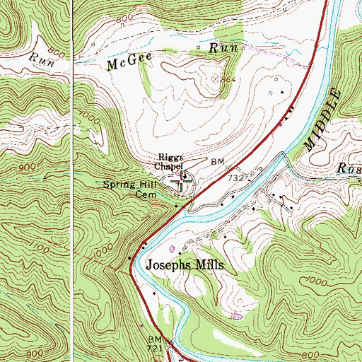 Topographic Map of Spring Hill Cemetery, WV