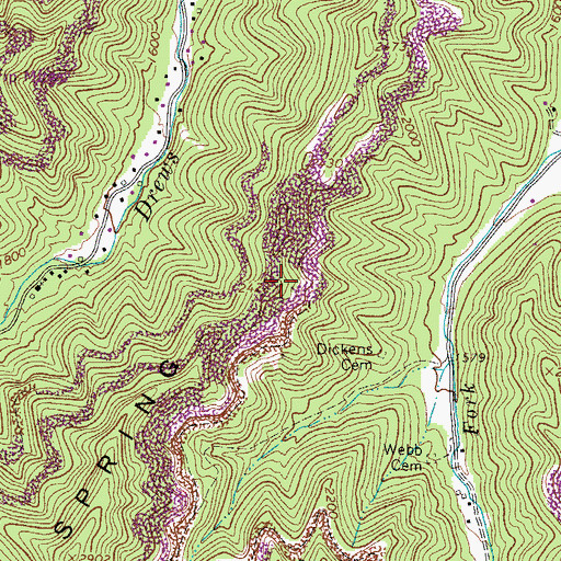 Topographic Map of Spring Mountain, WV
