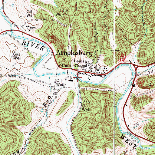 Topographic Map of Spring Run, WV