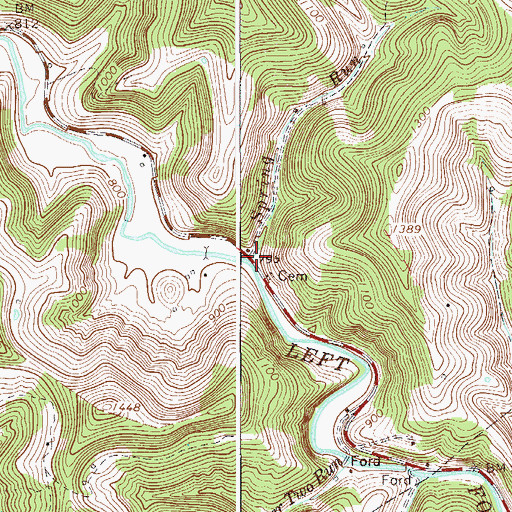 Topographic Map of Spring Run, WV