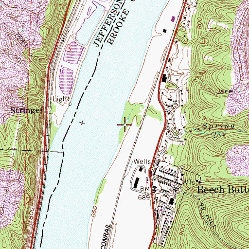 Topographic Map of Spring Run, WV