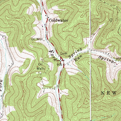 Topographic Map of Spring Run, WV