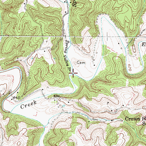 Topographic Map of Spring Valley Branch, WV